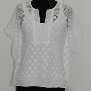 NEW PETITE SMALL ALFANI PONCHO DOT LACE TOP LOT429
